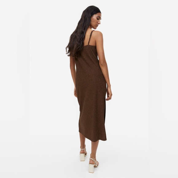 H&M Jersey Slip Dress brown copper metallic - Picture 4 of 9